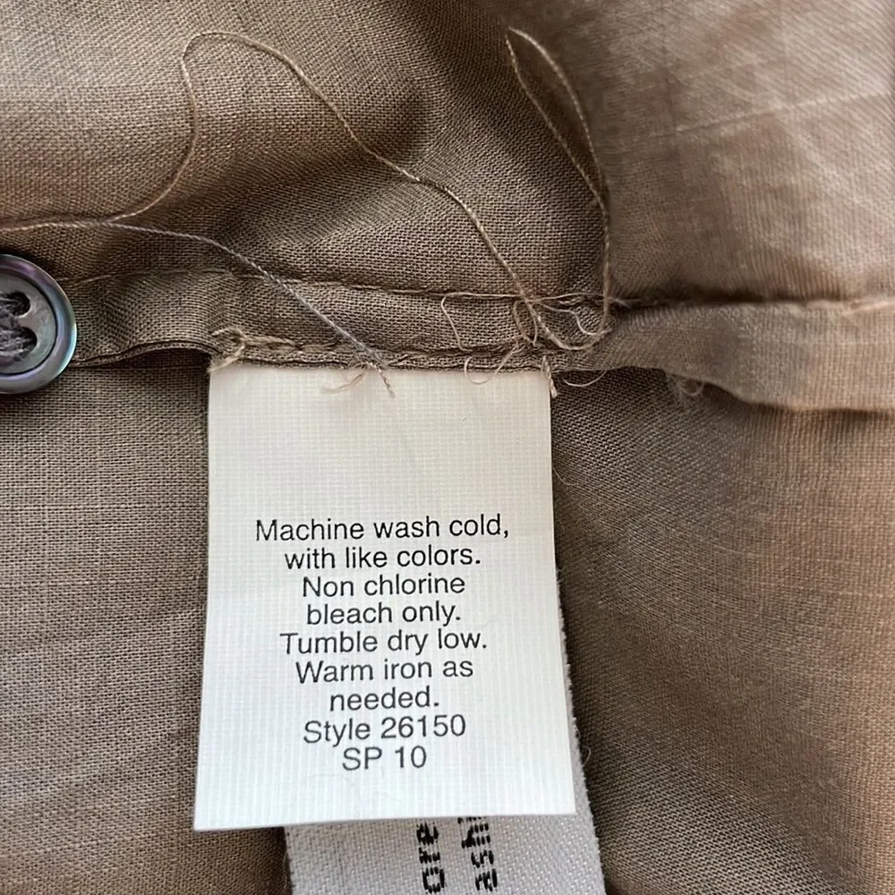 J. Crew 100% Cotton Brown Embellished V-Neck Blouse. Size 4. New With Tags.